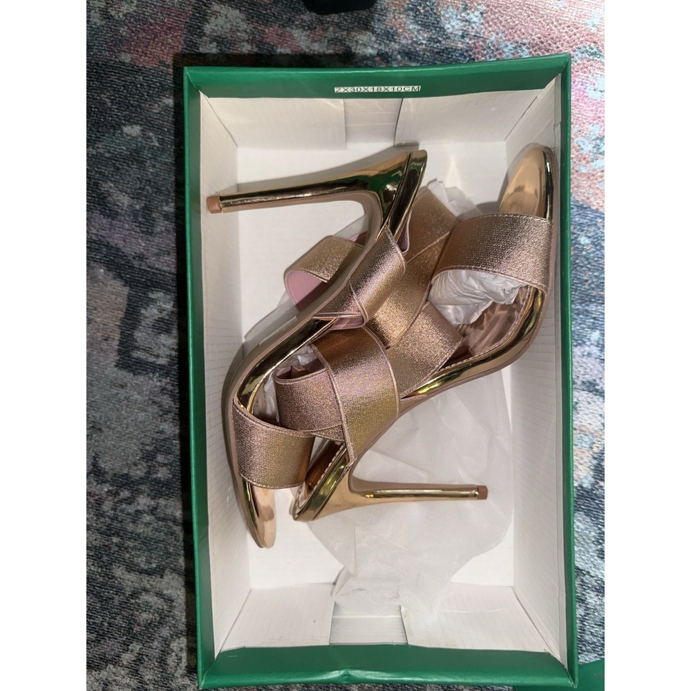 Lauren Lorraine Shoes Womens Size 6 Rose Gold Dallas Stiletto Heels Open Toe